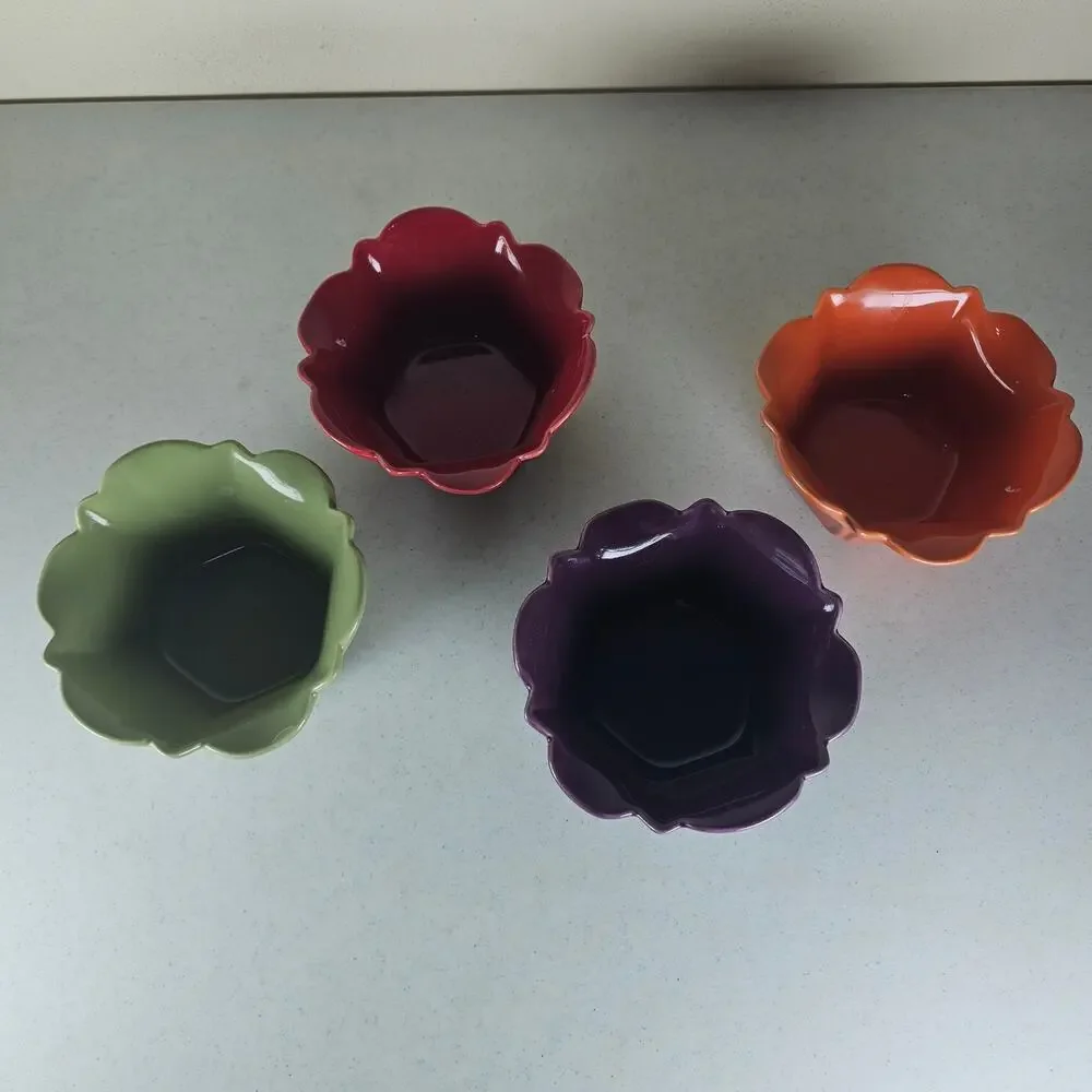 Set Of‎ 4 Pier 1 Ceramic Lotus Flower Shaped Bowls